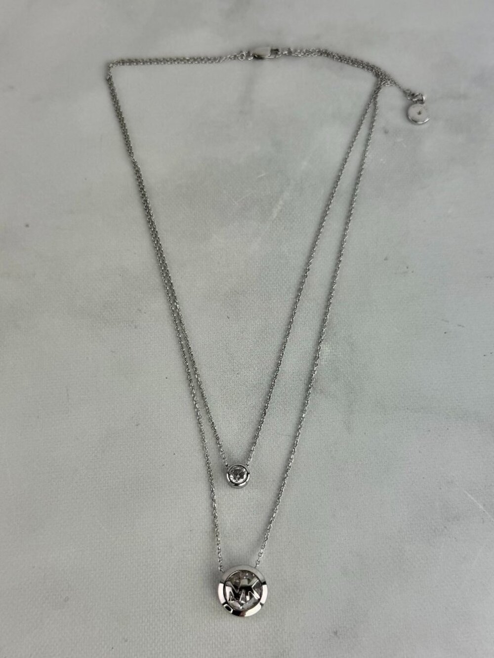 Michael Kors Double-Layer Silver Tone Crystal Necklace